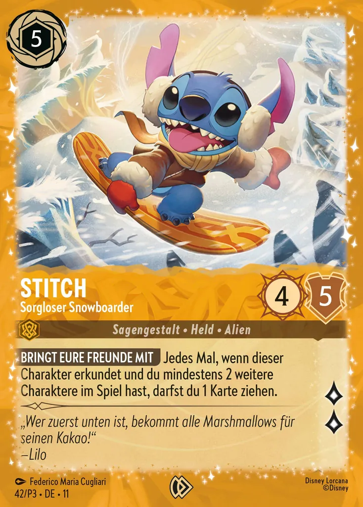 Stitch - Sorgloser Snowboarder