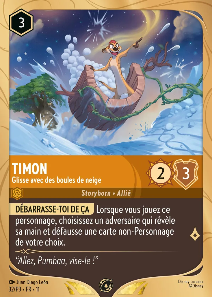 Timon - Glisse avec des boules de neige